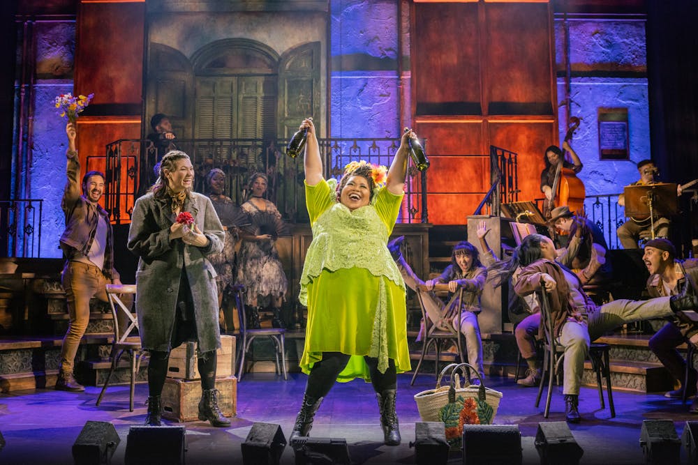 <p>Megan Colton (Eurydice) and Namisa Bizana (Persephone) perform in Hadestown.&nbsp;</p>