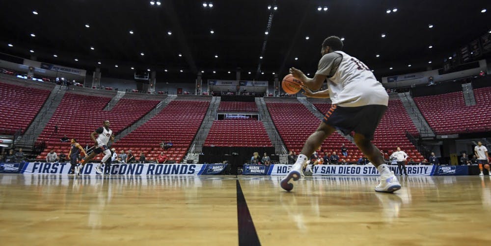Davion Mitchell (10)&nbsp;Auburn men's basketball before the first round of the NCAA tournament on Thursday, March 15, 2018, in San Diego, Calif.