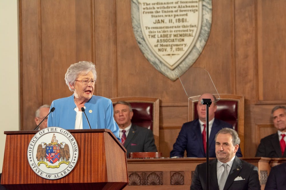 Gov. Kay Ivey delivers the 2019 state of the state address before a joint session of the Alabama Legislature in the Old House Chambers of the Alabama State Capitol on March 5, 2019.