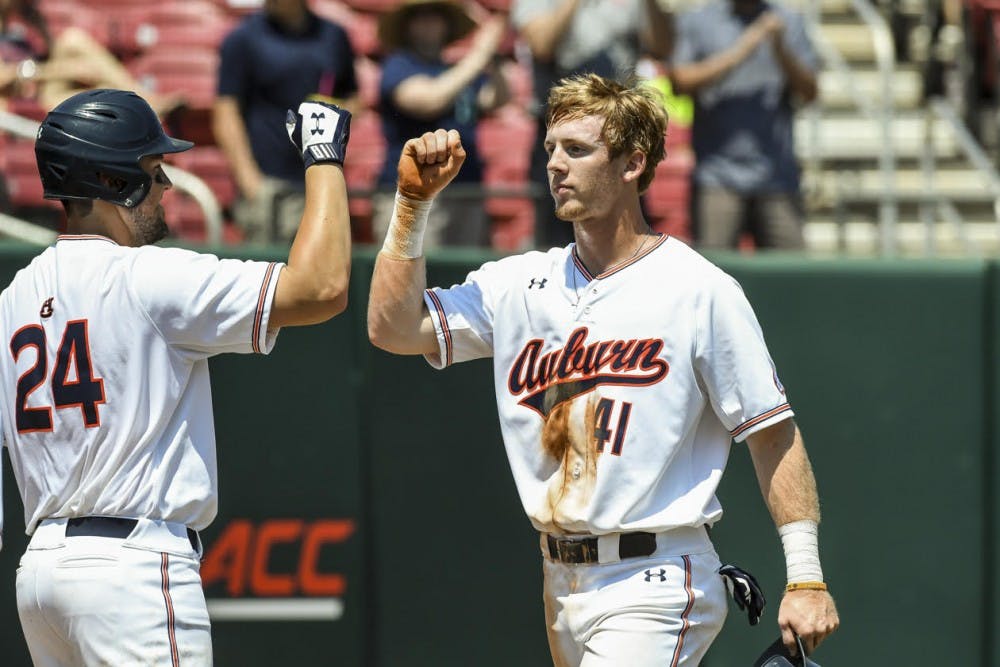 Steven Williams (41).&nbsp;Auburn vs Northeastern during the NCAA Baseball Regionals on Friday, June 1, 2018, in Raleigh, NC. Courtesy of Auburn Athletics.