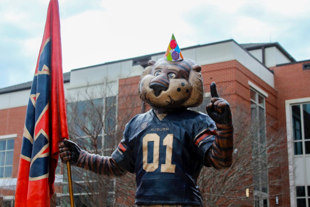 <p>Aubie's statue during his 45th birthday celebration at the Melton Student Center at Auburn University on Feb. 28, 2024.</p>