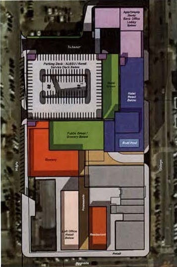 &nbsp;A block diagram of the potential site of a development on North College Street.