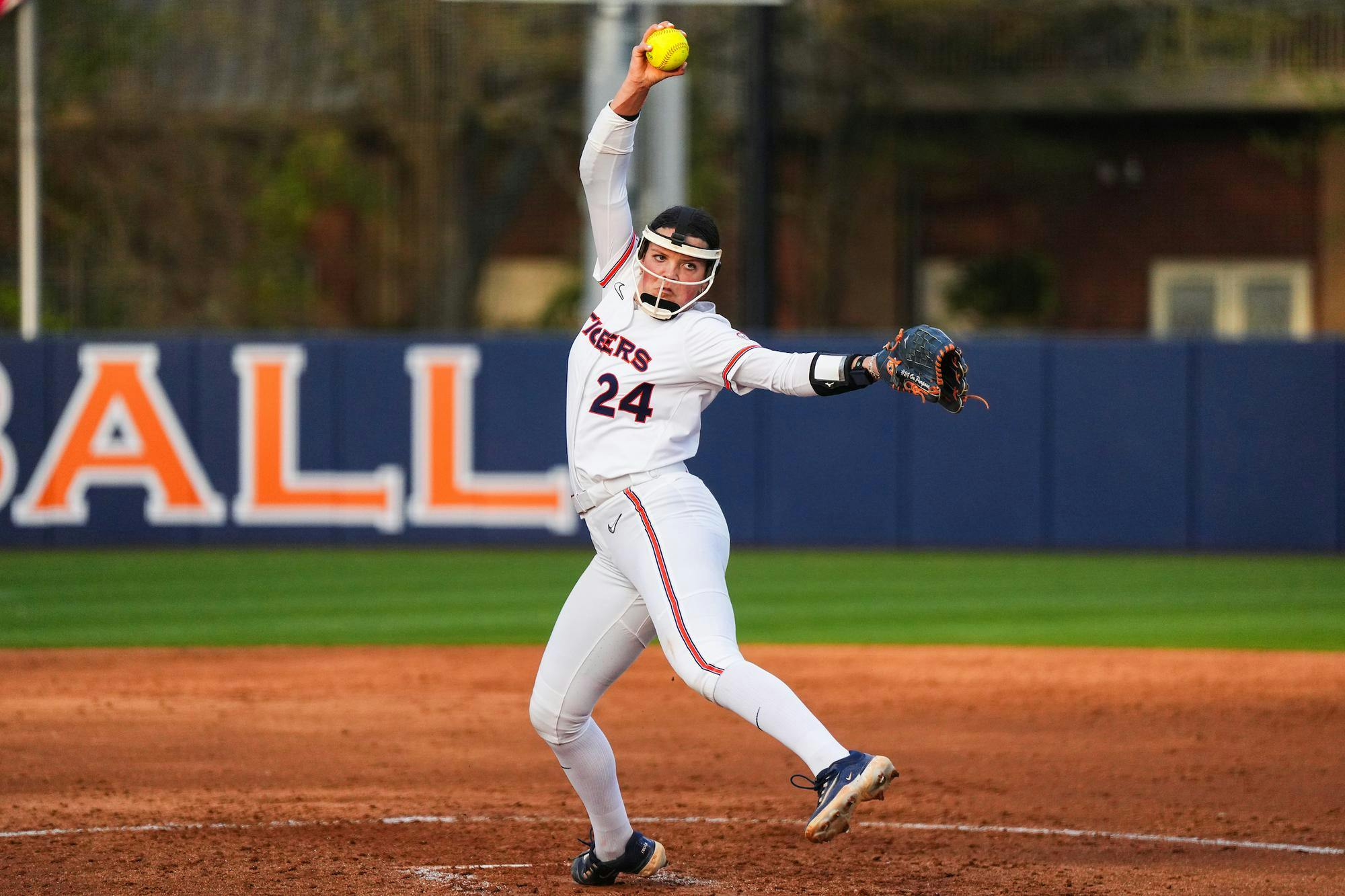 AUBURN, AL - MARCH 23 - Auburn’s Malayna Tamborra (24) during the game between the Auburn Tigers and the Florida A&M Rattlers at Jane B. Moore Field in Auburn, AL on Monday, March 23, 2026. Photo by Grace Fountain/Auburn Tigers