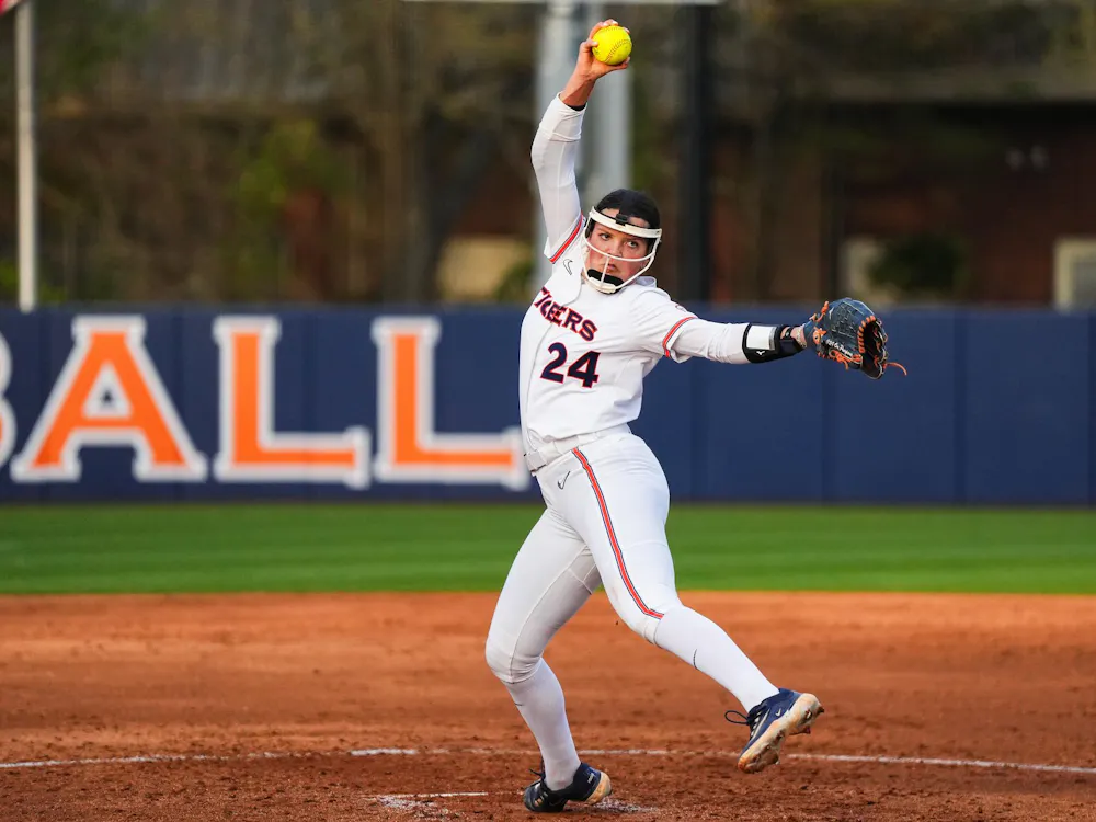AUBURN, AL - MARCH 23 - Auburn’s Malayna Tamborra (24) during the game between the Auburn Tigers and the Florida A&M Rattlers at Jane B. Moore Field in Auburn, AL on Monday, March 23, 2026. Photo by Grace Fountain/Auburn Tigers