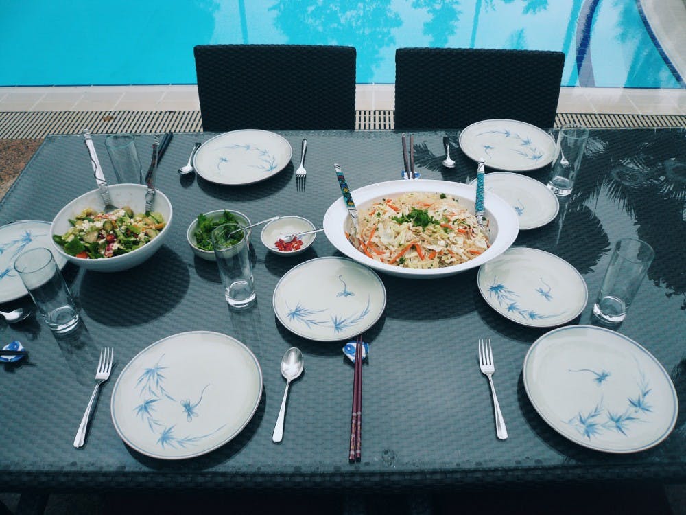 <p>A delicious spread of traditional&nbsp;Vietnamese cuisine, prepared by Lily Jackson, au pair,&nbsp;&nbsp;awaits the family.&nbsp;</p>
