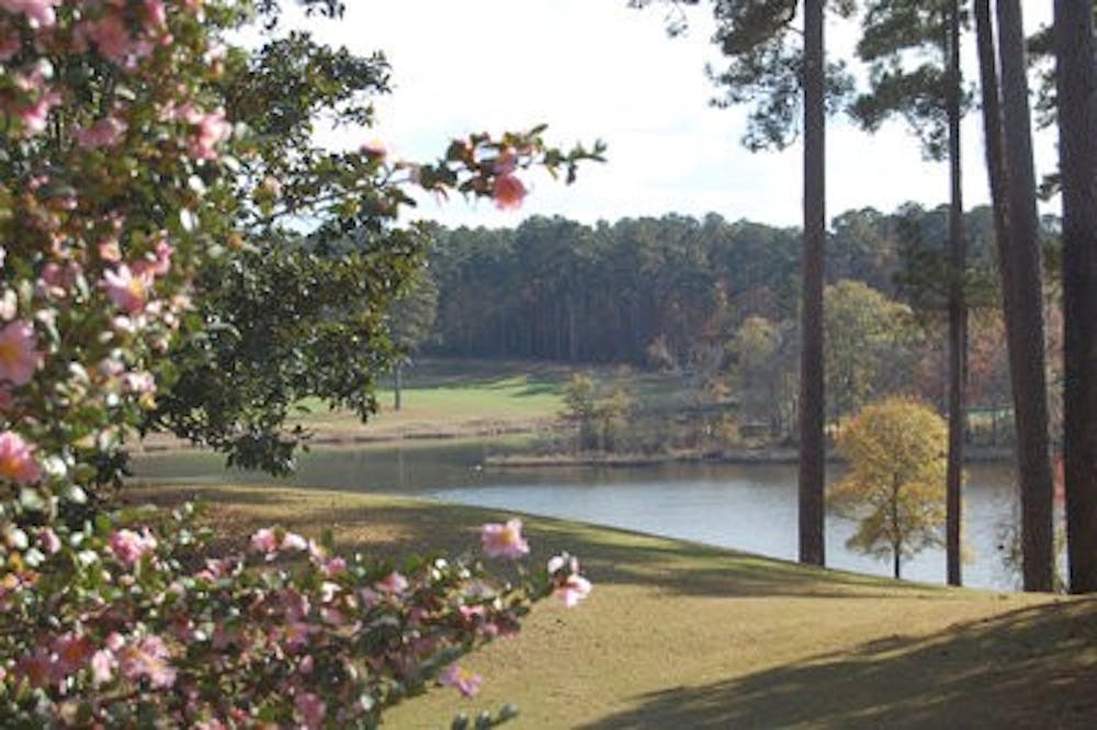 <p>A view of Lake Saugahatchee from the 18th green of the Links course at Robert Trent Jones Golf Trail at Grand National.</p>