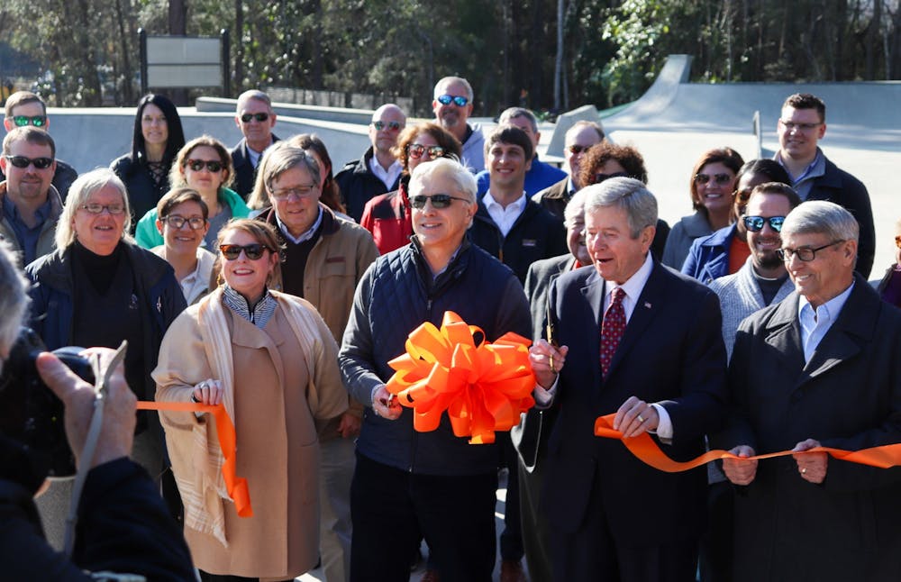 Mayors from both Auburn and Opelika attend ribbon-cutting for the new skate park on Jan. 21, 2020, in Auburn, Ala.