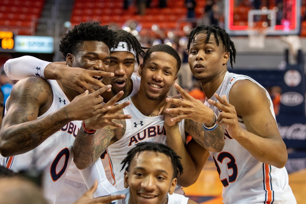 Auburn players pose for a photo during Auburn Men's Basketball vs. Georgia, on Saturday, Jan. 11, 2019, in Auburn, Ala.
