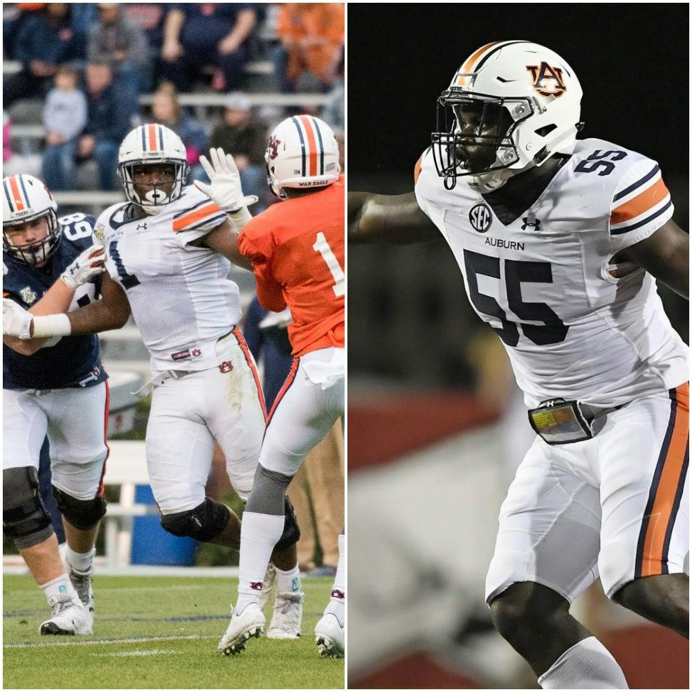 LEFT: Big Kat Bryant (1) - Adam Brasher, Staff PhotographerRIGHT: T.D. Moultry (55) - Wade Rackley, Auburn Athletics