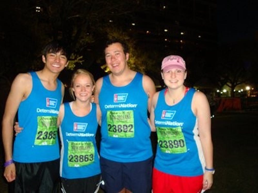 Taylor Kirk, far right, and others ran the American Cancer Society half marathon in New Orleans. (CONTRIBUTED)