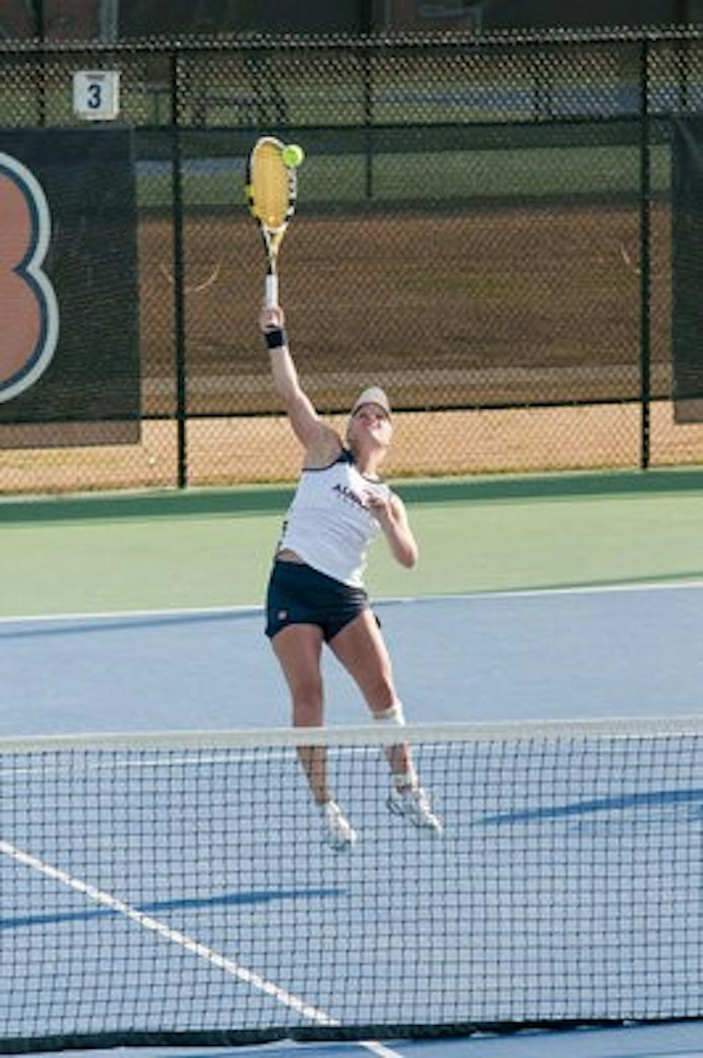 The women's tennis team defeated Boston University 4-3 and Troy University 6-1 at home March 19. This week, the Tigers prepare to host Vanderbilt Friday and travel to Lexington, Ky., Sunday to take on the Wildcats. (Philip Smith / Photo Staff)