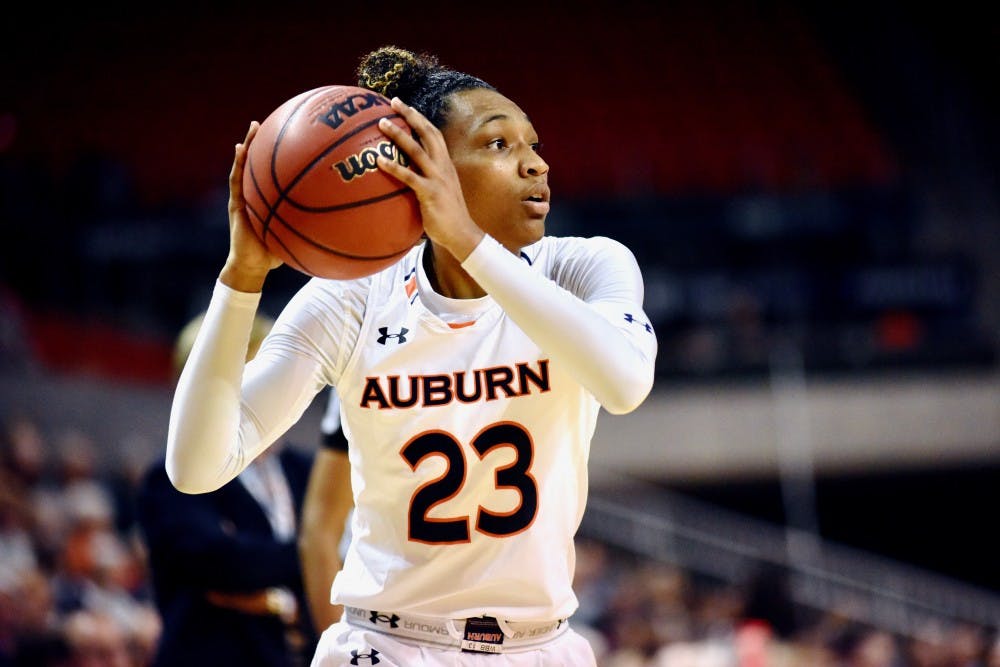 Crystal Primm (23) looks to make a pass during Auburn Women's Basketball vs. Tennessee on Thursday, Jan. 3, 2019, in Auburn, Ala.