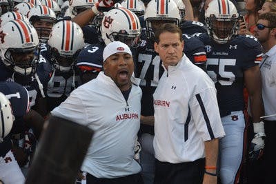 Former wide receivers coach Trooper Taylor gets the team ready to play LSU on Saturday, Sept. 22. (Danielle Lowe / PHOTOGRAPHER)