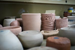 Photo of pottery pieces drying.