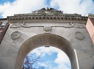 Photo of Soldiers' Memorial Gate on the Brown University campus on Nov. 17.