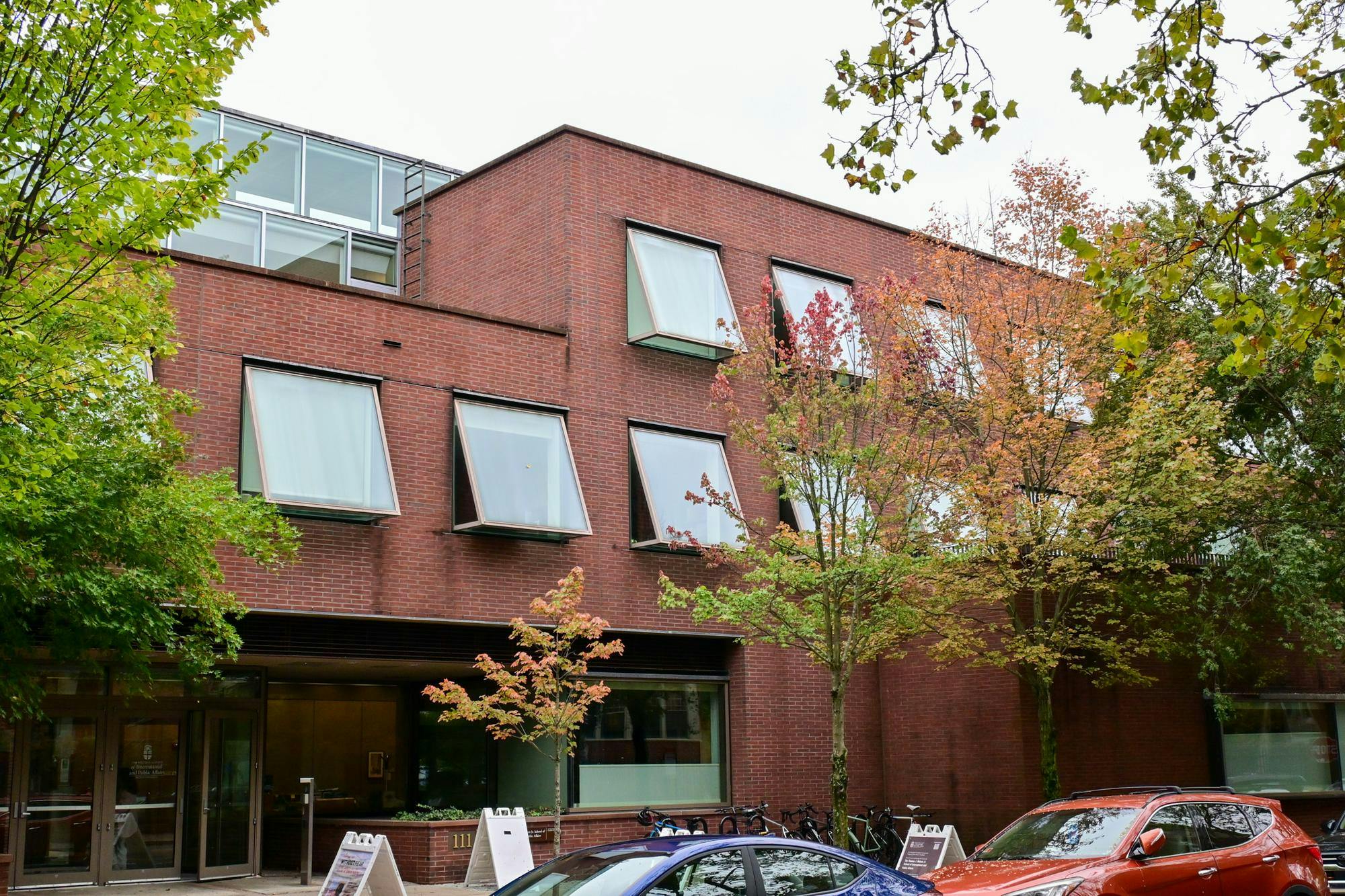 Watson School of International Affairs on a cloudy day.