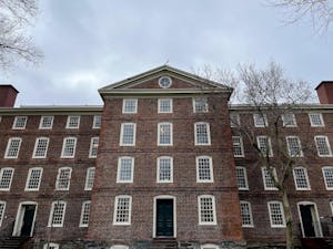 A photo of University Hall on Brown's campus on a cloudy day.