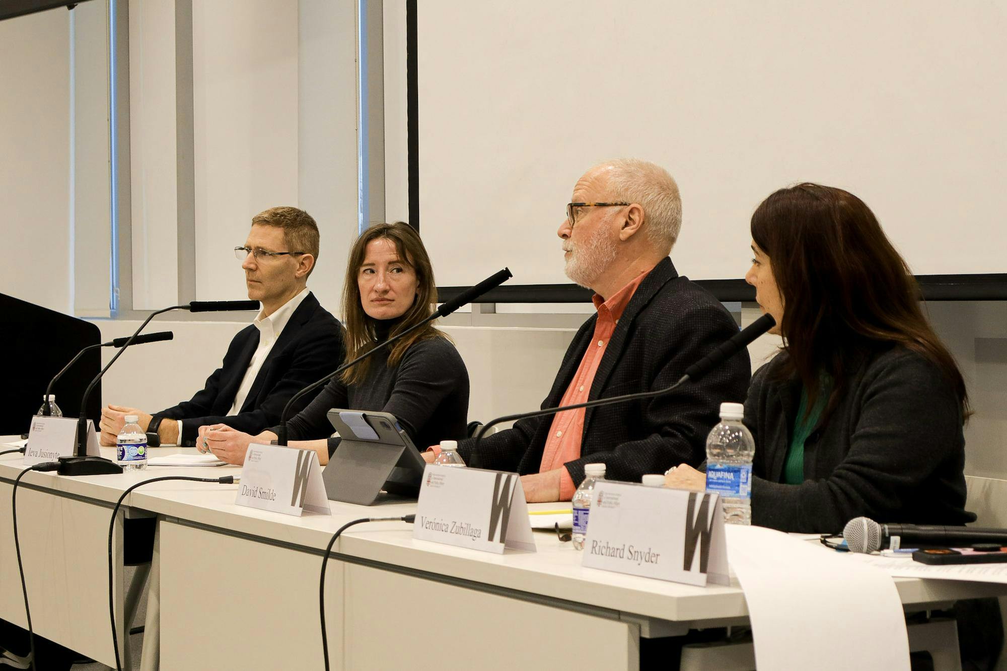 A photo of the speakers’ desk at the “Venezuela after Maduro” event.