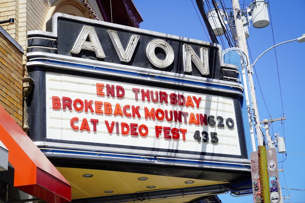 Photograph of the marquee of the Avon Cinema, displaying the centered text "BROKEBACK MOUNTAIN 620"