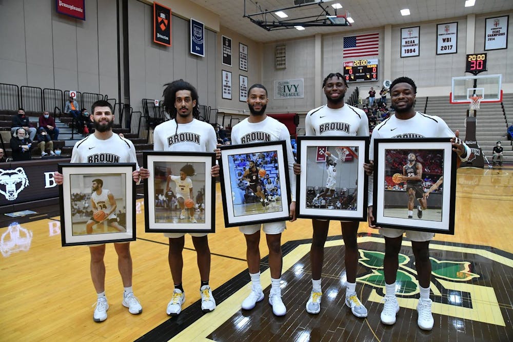 <p>Co-captain Tamenang Choh GS had the longest career out of the five seniors, spending five years with the team and playing four seasons due to the pandemic.<br/>Courtesy of Brown Athletics</p>