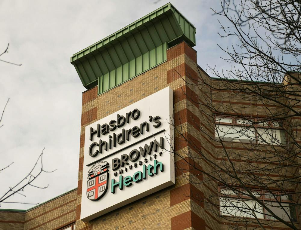 A photo of the top of Hasbro Children’s hospital. 

