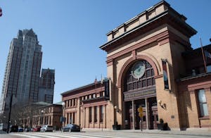 Photo of the large brick building of the Rhode Island Foundation.

