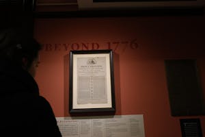A document titled “PROCLAMATION / TOUSSAINT LOUVERTURE” framed on a wall in the John Carter Brown Library.