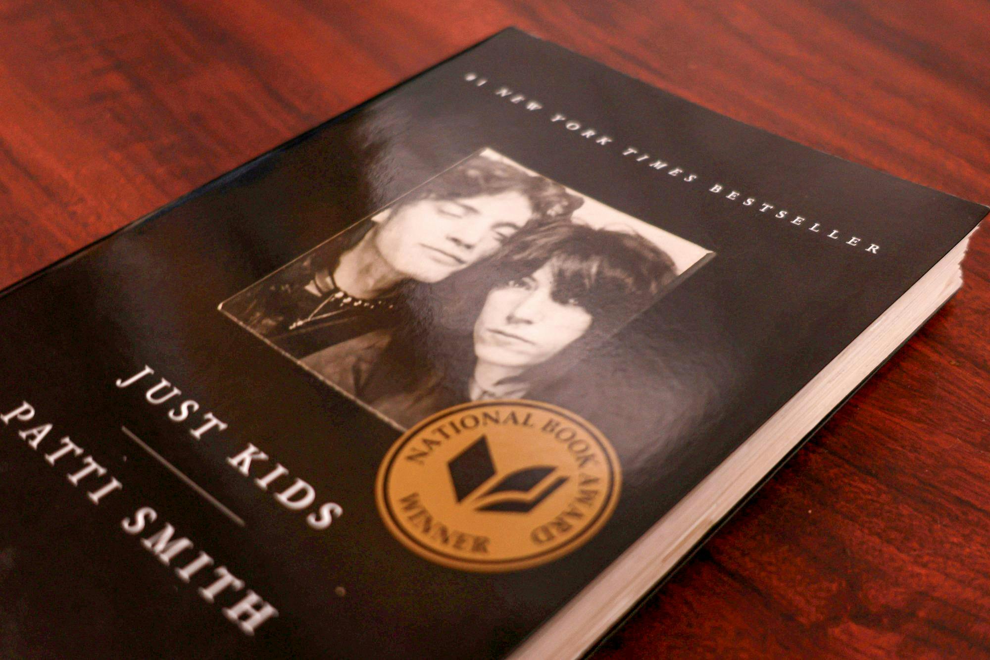 Close-up photo of a physical copy of Just Kids by Patti Smith