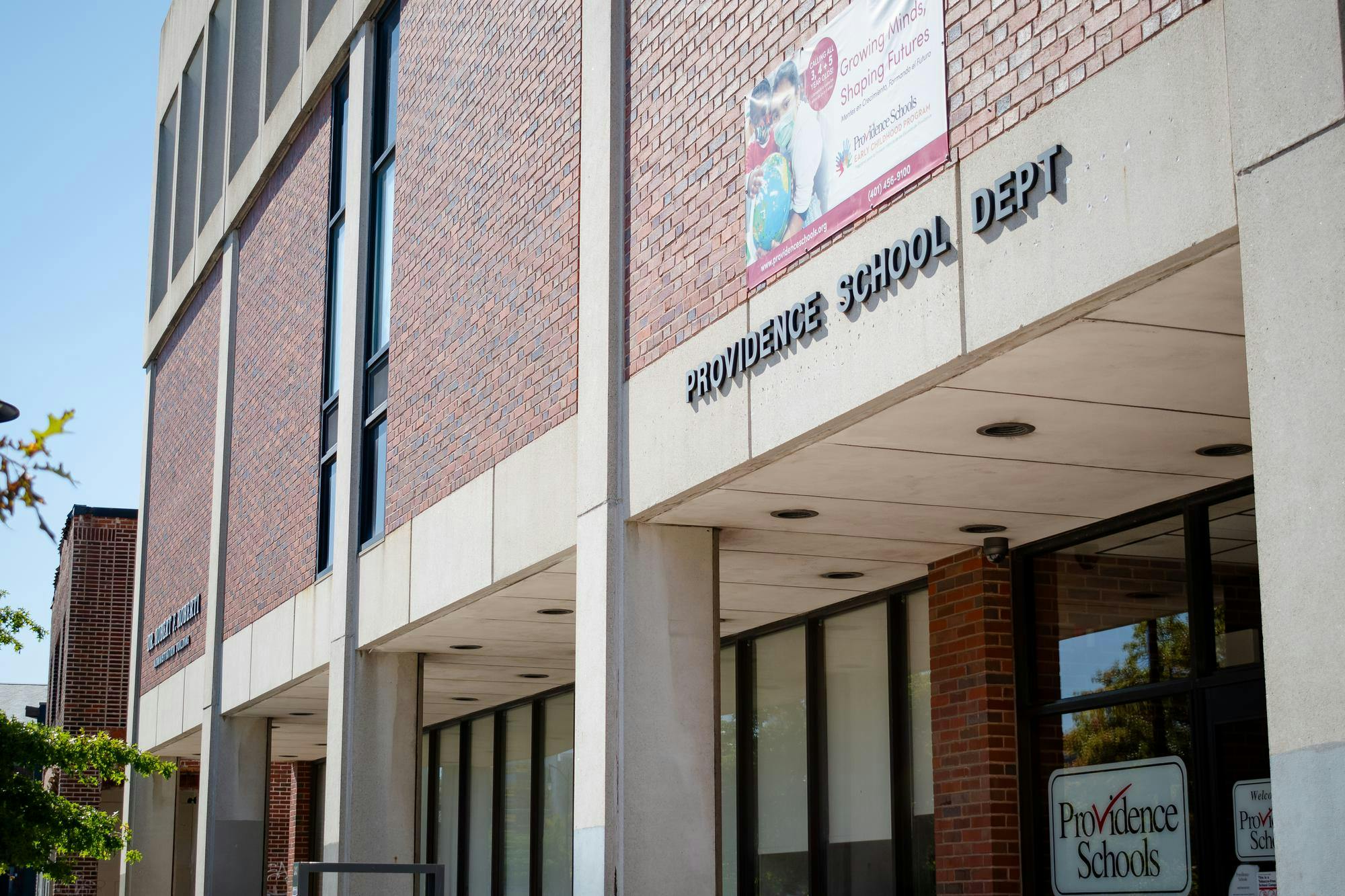 The exterior facade of the Providence Public School District’s main offices