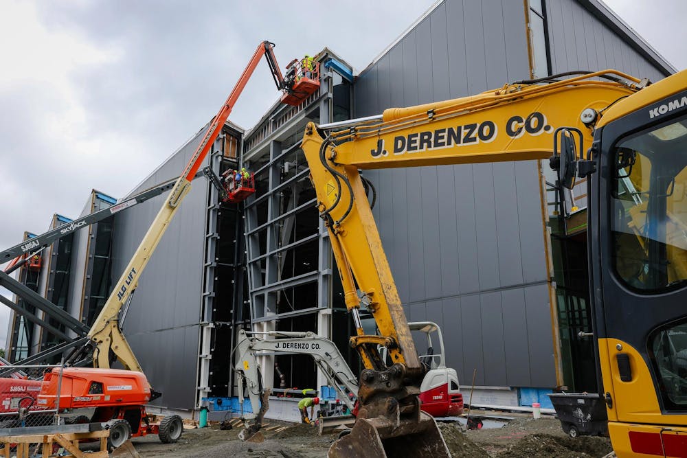 Photo of construction of the new Indoor Turf Facility.
