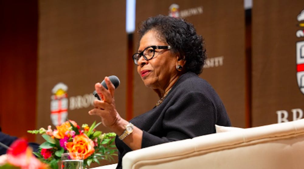 <p>As part of her visit, Simmons attended the ceremonial renaming of the Simmons Center for the Study of Slavery and Justice in her honor.</p><p>Courtesy of Nick Dentamaro via Brown University</p><p></p>