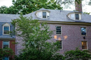 An image of a dorm building on Wriston Quad.