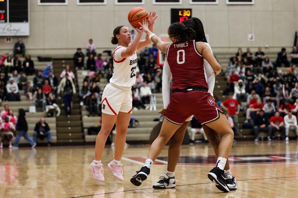 <p>The win against Dartmouth, the Bears’ second Ivy League victory of the season, was spearheaded by the complimentary play of Isabella Mauricio ’25, Grace Arnolie ’26 and Kyla Jones ’24.</p><p>Courtesy of Emma Marion via ﻿Brown Athletics</p>