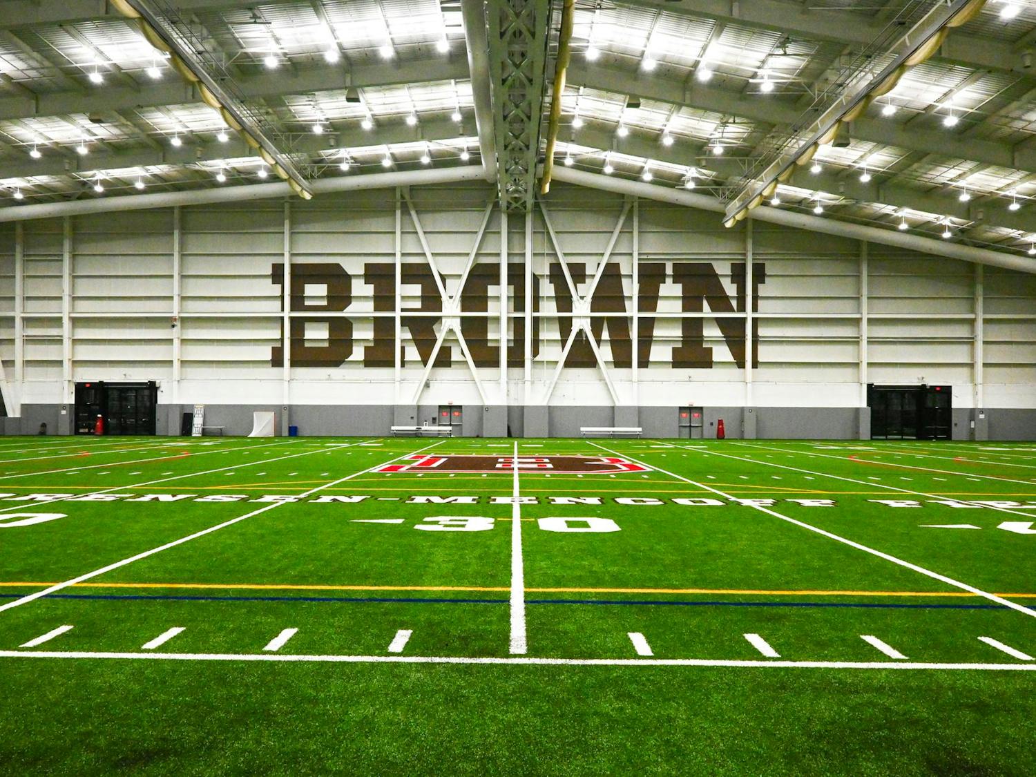 Photo of the indoor turf field of Penner Field House.
