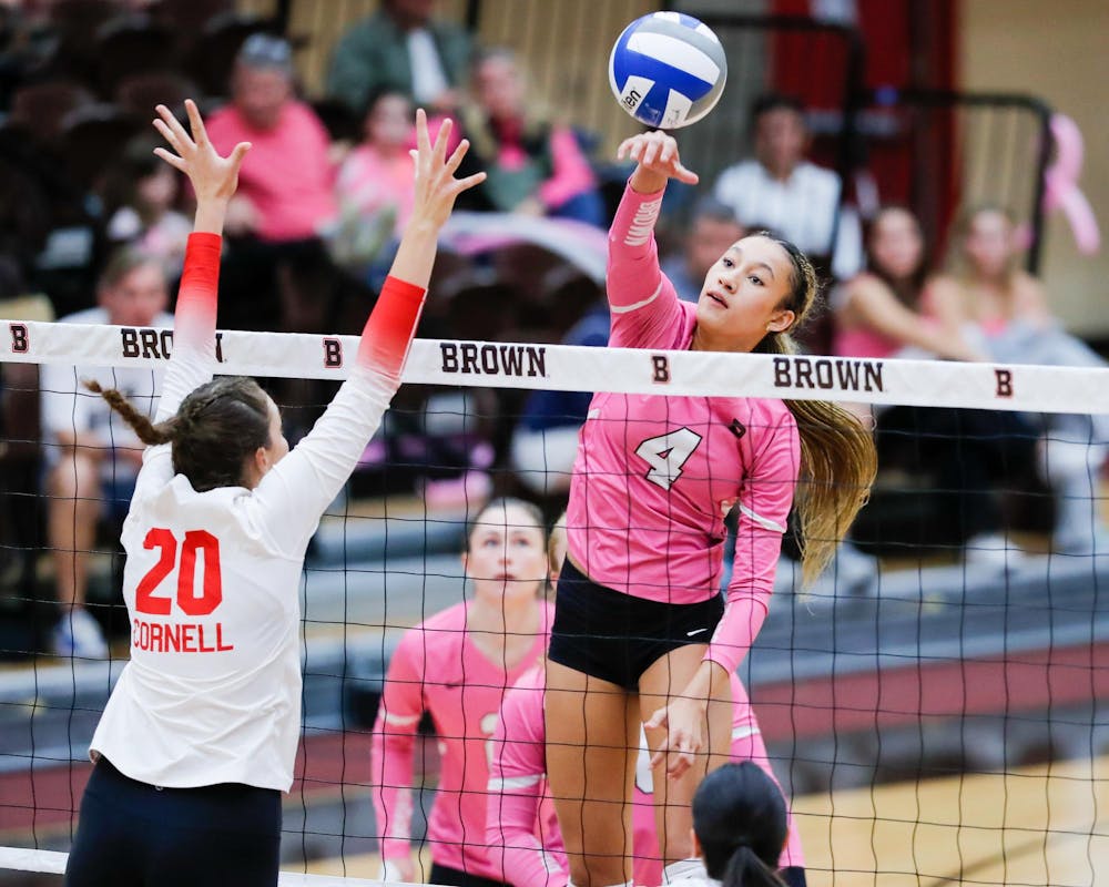 <p>Sophia Wolfson ’28 recorded a career-high 10 kills in each of the weekend’s matches.</p><p>Courtesy of Chip DeLorenzo via Brown Athletics</p>