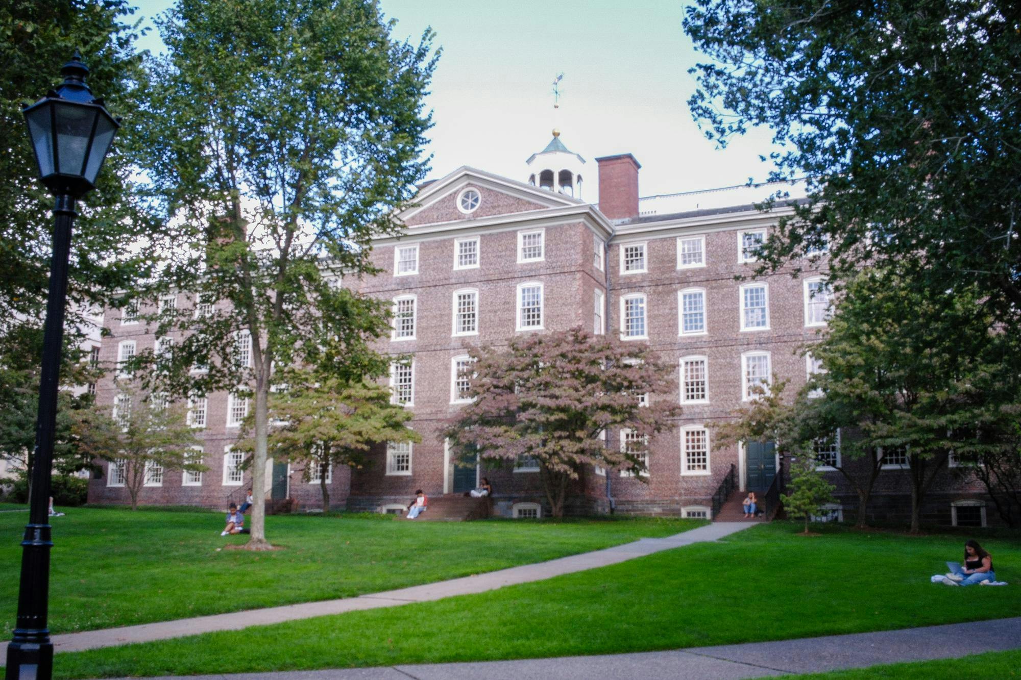 Photograph of University Hall from the Quiet Green