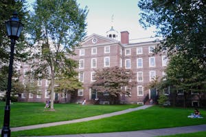 Photograph of University Hall from the Quiet Green