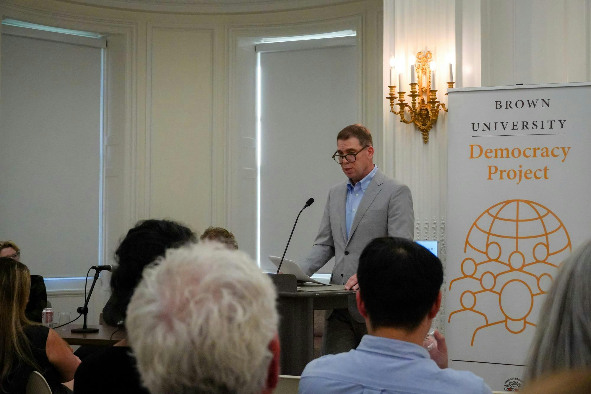 Photograph of Matthew Guterl speaking at the event