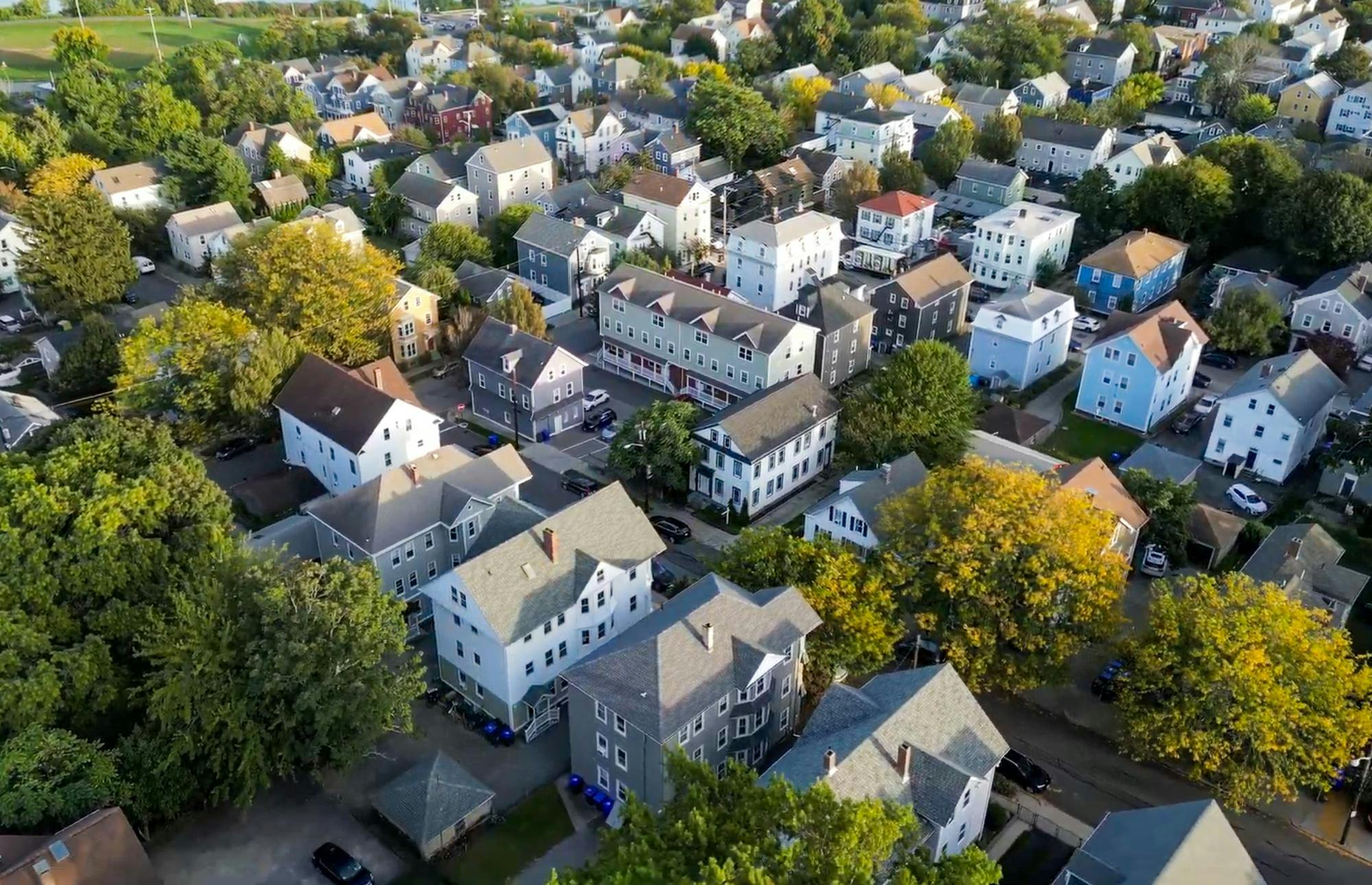 A bird's-eye view of a Providence housing area.