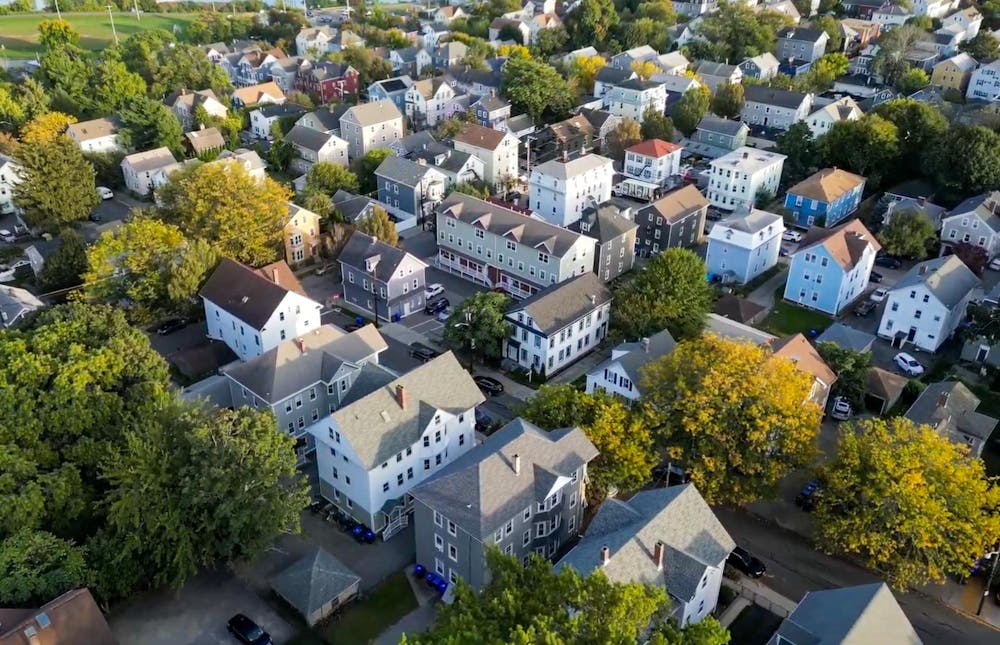 A bird's-eye view of a Providence housing area.