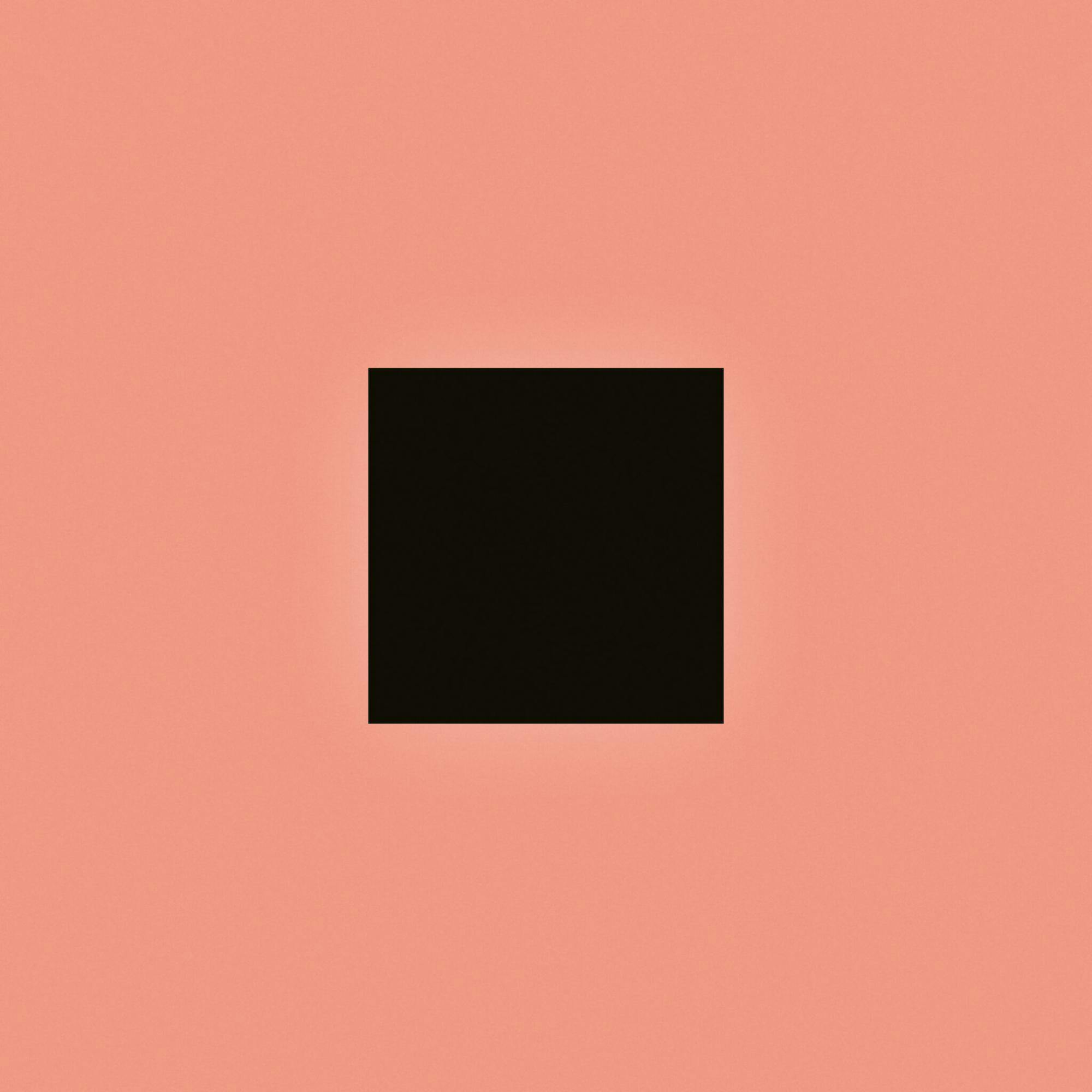 A picture of a pink square with a black square inside of it.