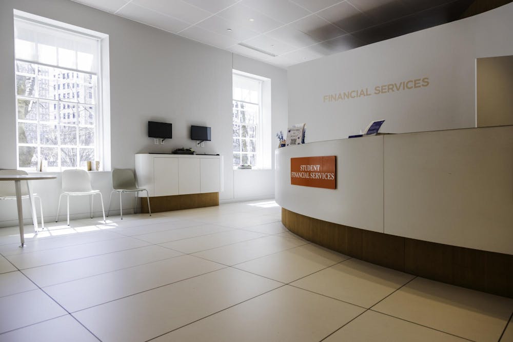 A photograph of the interior lobby of the RISD student financial services office.