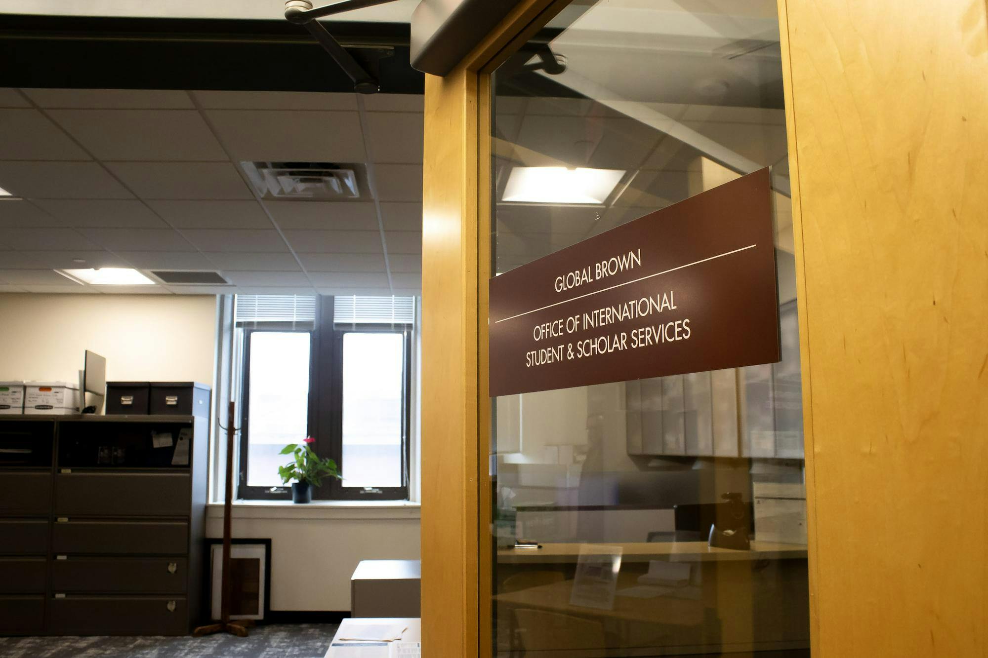 A photo of the entrance of the ISSS office in Page-Robinson Hall.