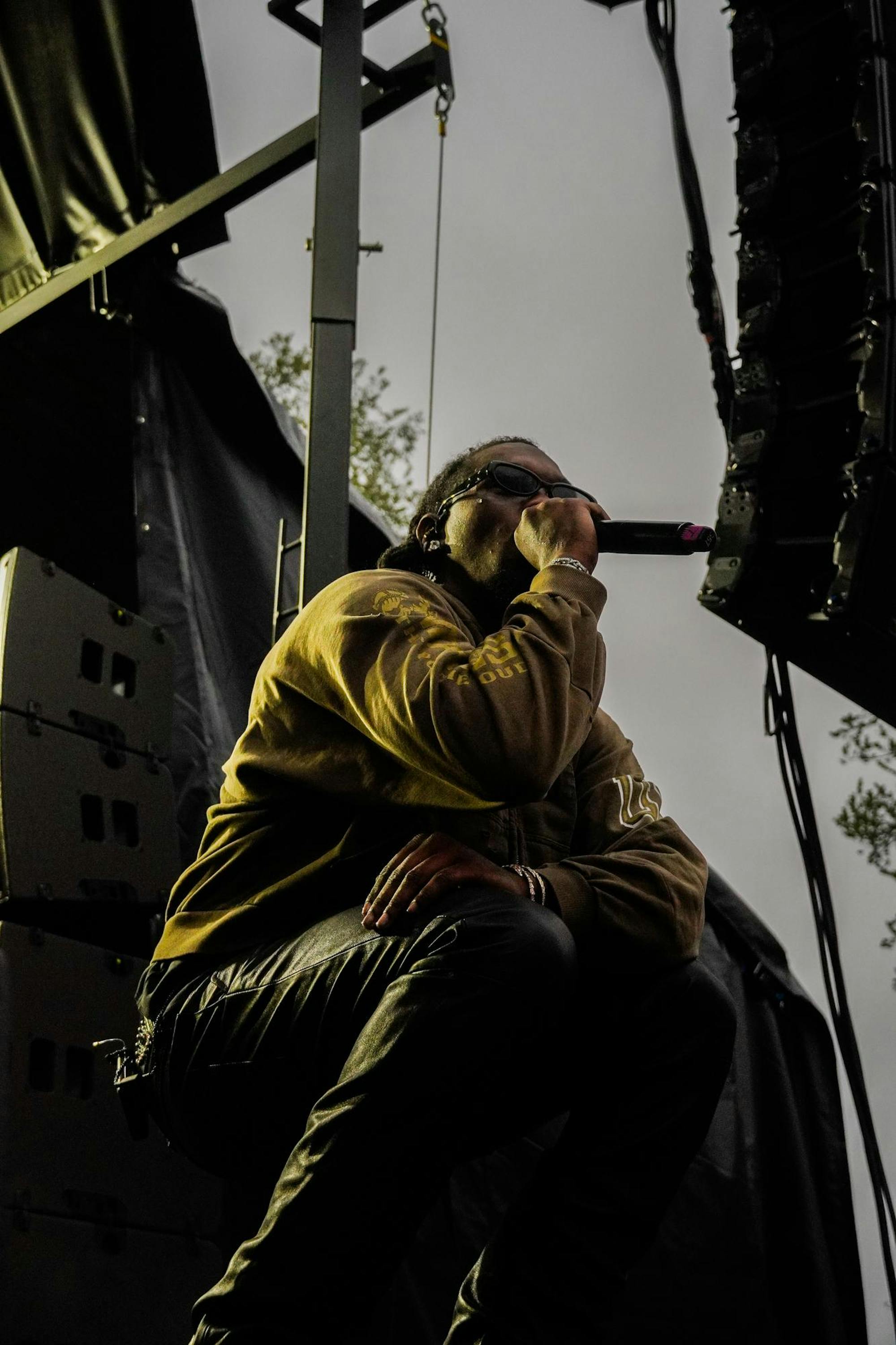 A photo of Offset performing on stage at Spring Weekend 2025.