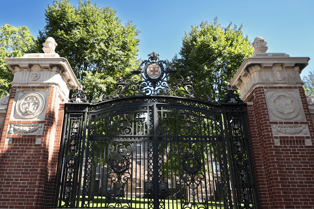 A photo of the Van Wickle Gates in the daytime.