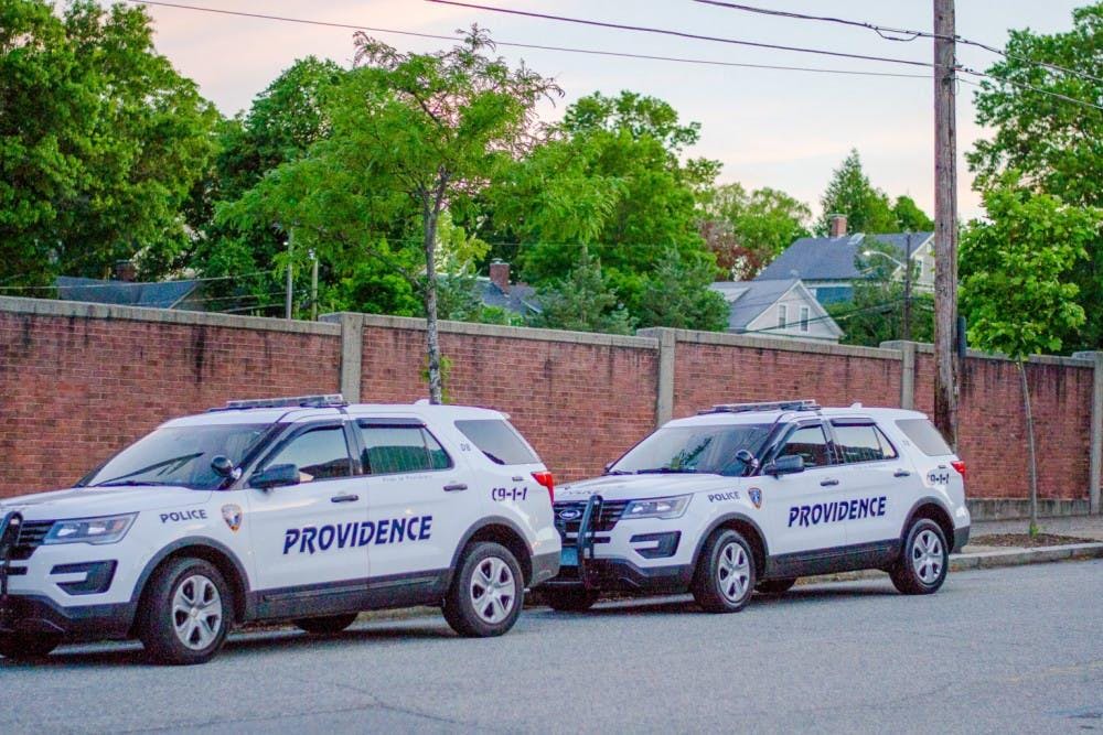 Two PPD cars on Brown's campus several years ago.