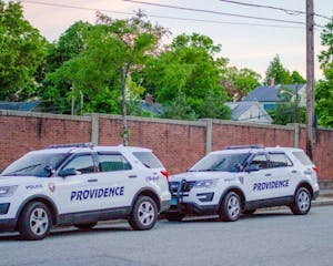 Two PPD cars on Brown's campus several years ago.