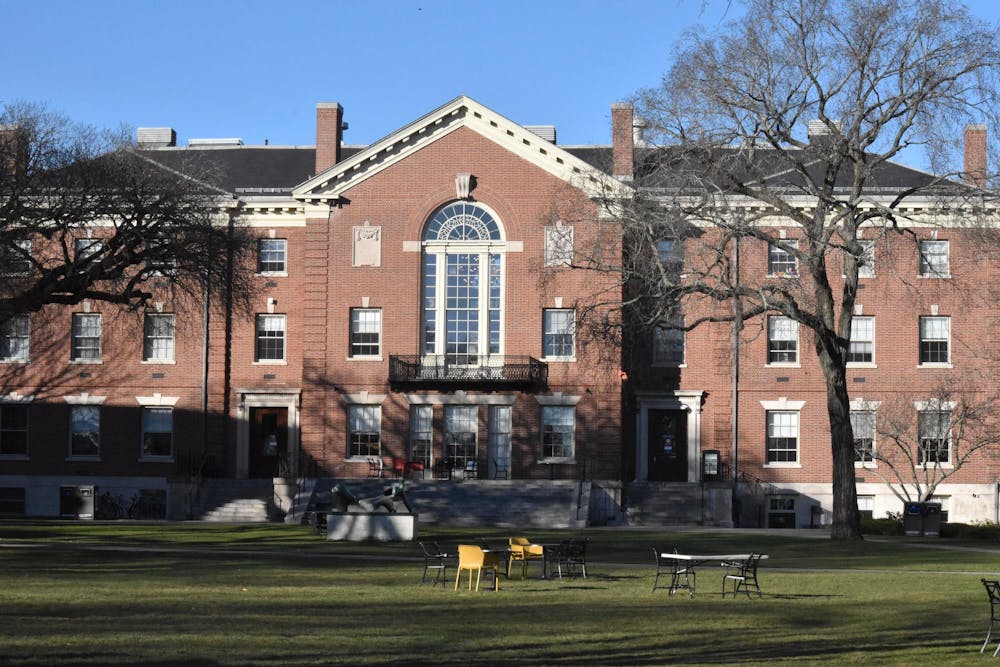 Photo of the Stephen Robert ’62 Campus Center from the outside on a sunny day.