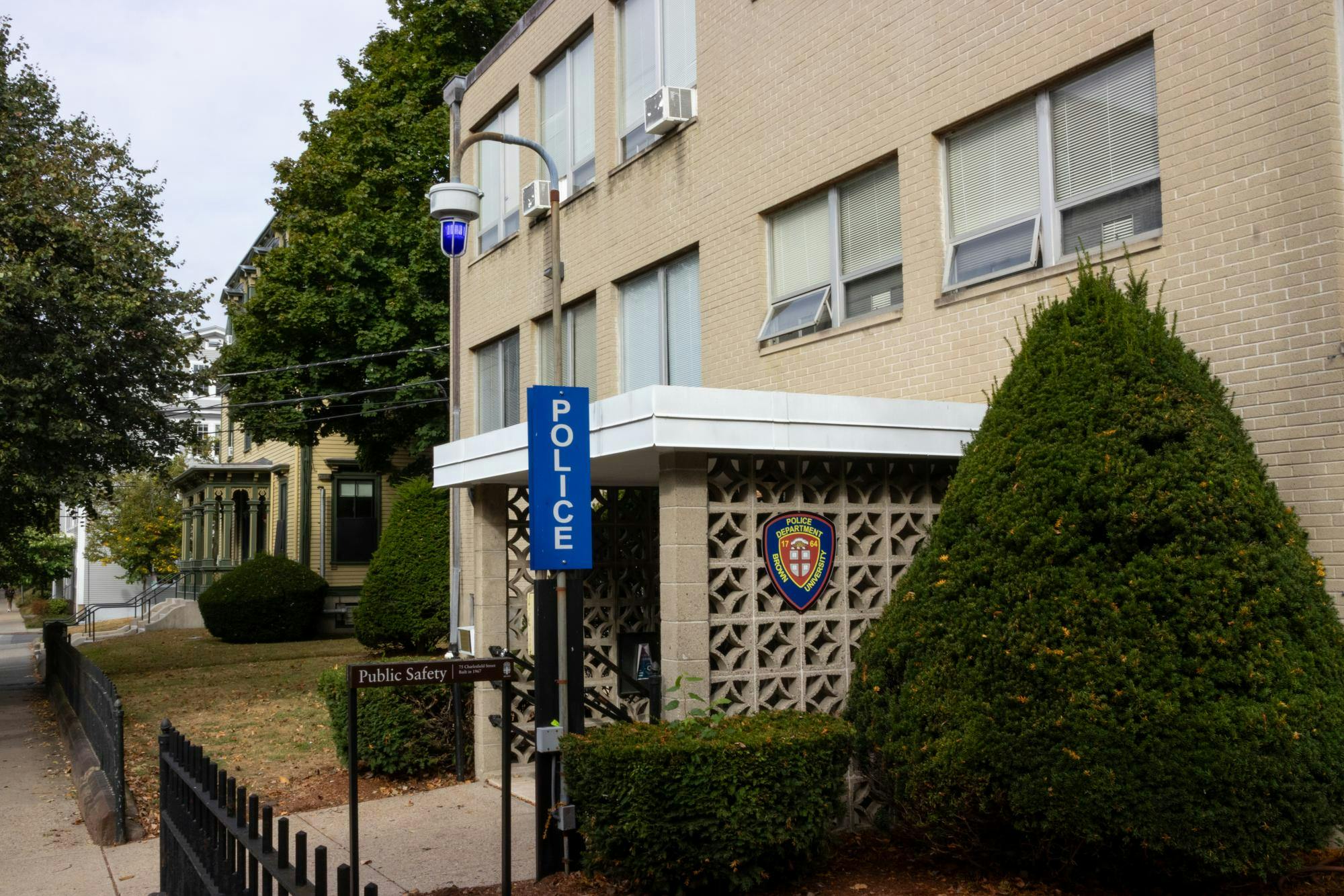 Photo of the Brown Department of Public Safety and Emergency Management: a pale brick building.