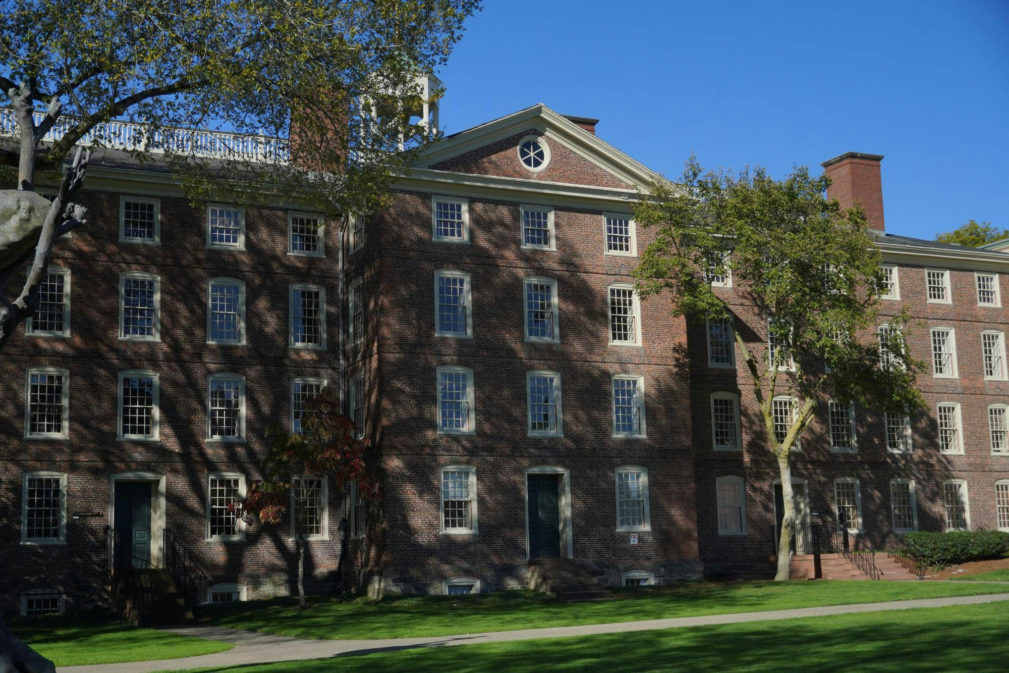 A photo of University Hall on a sunny day.